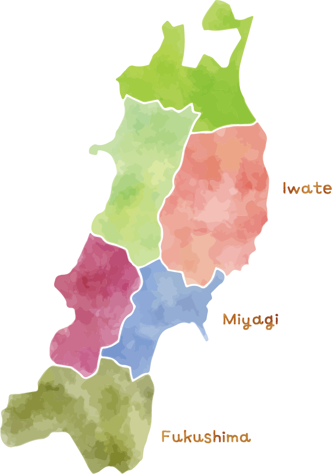 東北6県の日本地図の画像